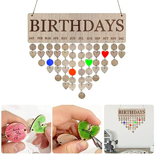 MOTOULAX Calendario di compleanno della famiglia con etichette, tavola da appendere alla parete fai da te, placca promemoria per mamma, regali (JM01066)