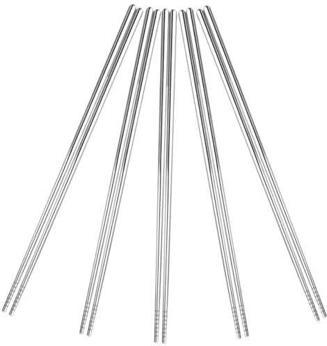 Gatuida 5 paia Bacchette in Acciaio Inossidabile Lunghe per Cucina per Hot Pot Frittura e Noodles Antiscottatura e Facili da Usare Regalo per Famiglia e Amici