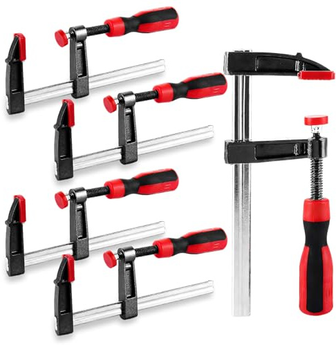 DAJAVE Ganzstahl Tischzwinge 5 Stück, Schnellspannzwinge Einhandzwinge mit 150mm Spannweite 210mm Dehnbereich, Schraubzwingen Set für Zwingen Klemmen & Spanner