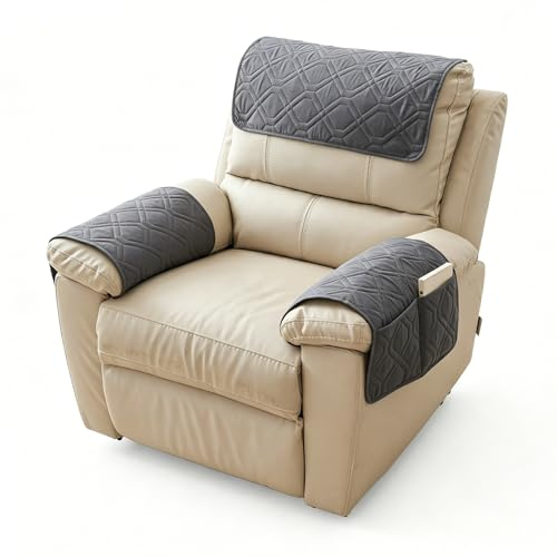 FARYODI Sesselschoner Relaxsessel, Sesselschoner mit Taschen, Sesselschoners Für Relaxsessel Mit Armlehnen, für Sessel und Sofa, Universell für Relax (Dunkelgrau)