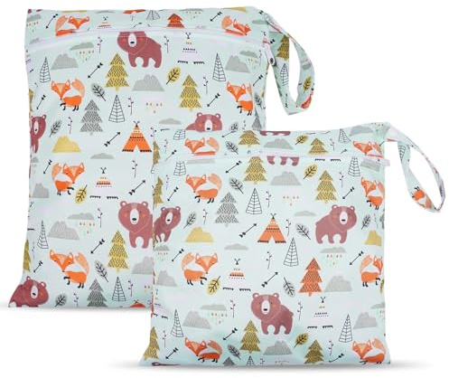 Aomig Taschen Wasserdicht Wiederverwendbar, Wet Bag Wiederverwendbare, Schwimmsachen Nassbeutel, Nasse und Trocken Wickeltasche Beutel mit Reißverschluss für Reisen Strand Pool