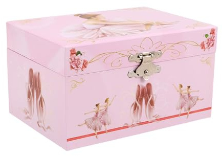 Zerodeko Scatola Musicale Ballerina Rosa per Bambine 5 Pollici con Ballerina Girevole e Scomparti, Design Raffinato in MDF, Regalo per Compleanni e Feste