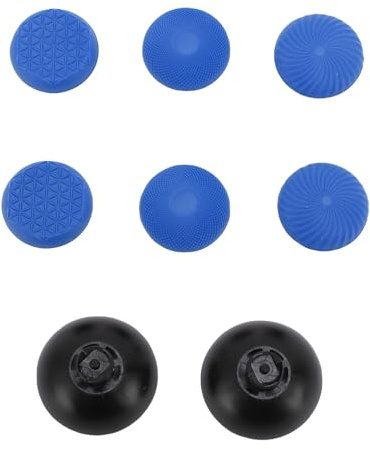 ASHATA Byte Av 8 i 1 Tumspakslock för Pro, 3 Höjder Tumsticksgreppgummi, Controller Joystick Cap Set för Pro, (Blå)