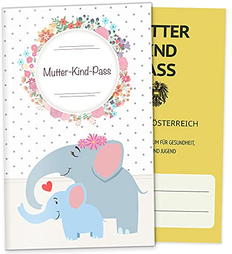 OLGS Mutter-Kind-Passhülle Österreich Mommy Love Dots - MuKiPass Schutzhülle für Schwangerschaft, Baby Geschenkidee, Design Elefant