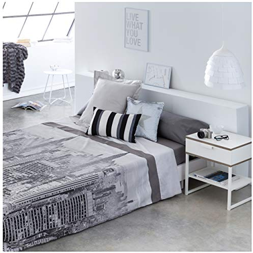 Cotton ARTean Juego de sabanas Cama 200 Poliester algodón City Life Gris