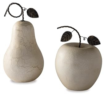 Signature Design by Ashley Bidelia Skulpturen-Set, Metall, Apfel, Beige, 2-teilig