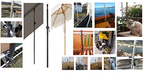 holly' s FÜR Boote GUMOTEX - STABIELO - XL SONNENSCHIRMHALTER - POLIERTER Edelstahl FÜR STÖCKE BIS 38 mm Ø an Geländer-Tische-Stühle-Liege bis 70 mm Ø - VERTIKALE- HORIZONTALE- SCHRÄGE Befestigung -