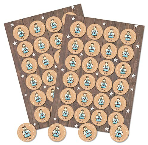 Weihnachtssticker Engel, 48 Stück: Premium Aufkleber Weihnachten Klein, hochwertige Weihnachtsaufkle – Geschenk Muttertag | Sticker Hochzeit Basteln