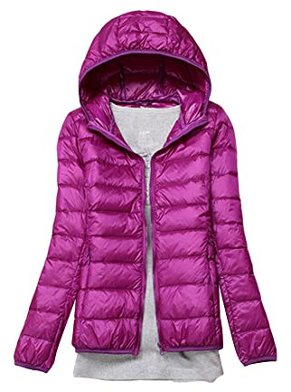 DAIHAN Abrigo de Plumón para Mujer Chaqueta Acolchada de Invierno con Capucha Chaqueta Portátil de Plumón Ligero Abrigo de Plumas Parka