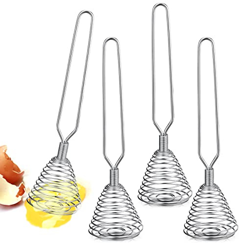 CHENGU 4 Pieces Stainless Steel French Style Spring Whisk, 8.46 Inches x 1.97 Inches, Silver