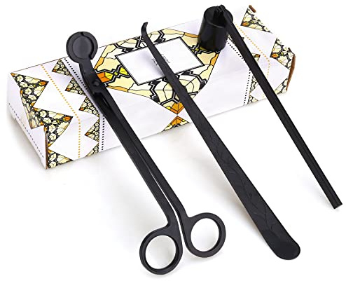 Noneea 3 in 1 Candle Accessory Set,Candle Care Kit,Candle Wick Trimmer,Wick Dipper with Gift Packaging(Black)