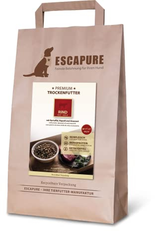 Escapure WELPEN Trockenfutter 1,5kg Beutel RIND - Hundefutter trocken mit Rapsöl & Amarant - Alleinfuttermittel für Hundebabys getreidefrei - Welpe Hundenahrung mit hohem Fleischanteil