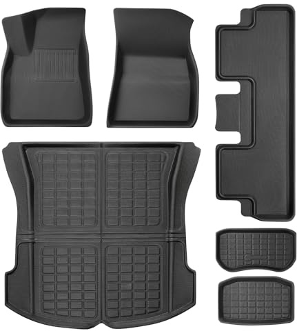 TAPTES Fußmatten für Tesla Model 3 2021 2022 2023, Allwetter-Innenmatten Zubehör komplettes Set Fußmatten, vordere und hintere Laderaummatten für Tesla Model 3