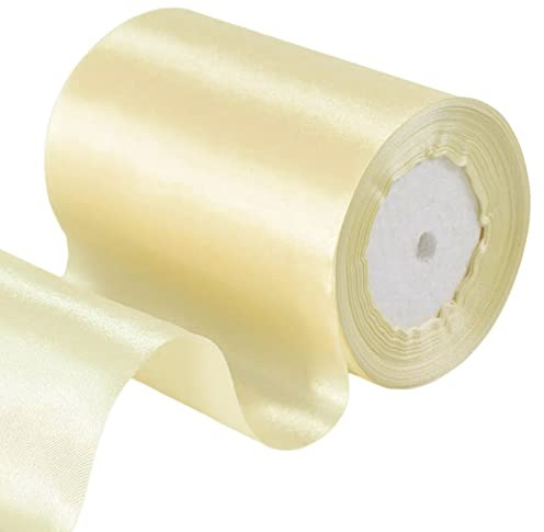 POPOYU 23m Geschenkband Cremeweiss Breit,Satinband 10cm Breit,Geschenk Schleife XXL,Breites Band Cremeweiss,Riesen Geschenkschleife,Geschenkschleife Auto xxl für Verpacken von Geschenken Weihnachten