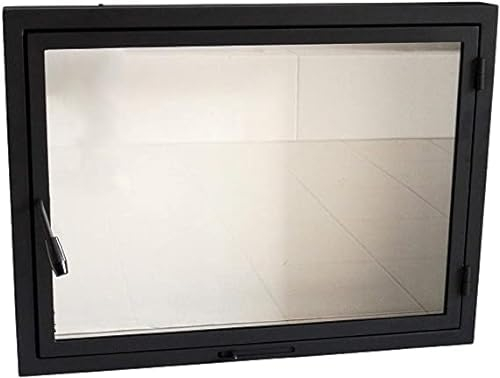 Puerta horno 90 x 60 cm, puerta chimenea con cristal para horno pizzero, hierro fundido. Sentido de apertura: a la derecha | El mango está a la izquierda.
