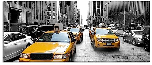 Pixxprint Glasbild Panorama, Wandbild aus Echtglas, Cityverkehr New York, 120x50 cm, inkl. Aufhängung und Abstandshalter