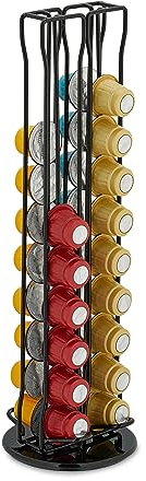 Relaxdays Kapselhalter für Kapseln Portacápsulas Compatible con Nespresso, 40 Cápsulas, Soporte Giratorio Monodosis Café Metal, 37x11,5 cm, Negro, Hierro