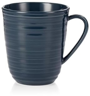 Comptoir de Famille Set of Two 300ml Mugs - Blue Porcelain - Stylish, Durable & Versatile - Suitable for Everyday Use - Dishwasher Safe