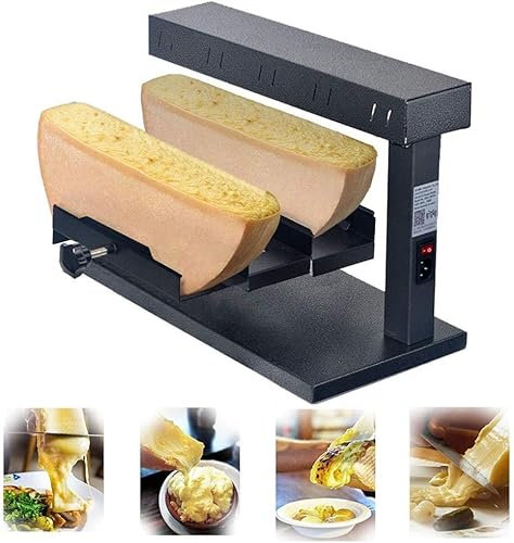 Commercial Cheese Melter, Electric Raclette Cheese Grill Melter with Double Heating Area, Rapid Heating Raclette Grill Tradicional Raclette Melting Machine Cheese Heater