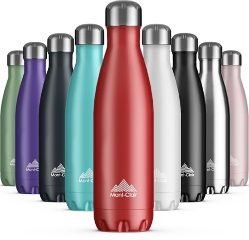 Edelstahl Trinkflasche 500 ml - Thermosflasche Auslaufsicher BPA-frei | Doppelwandig isoliert - hält Getränke bis zu 24 Stunden kalt oder warm, Rot