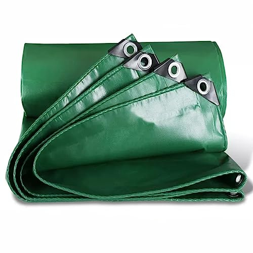 Heavy-Duty Green PVC Coating Waterproof Tarpaulin Sunshade Car Rainproof Cloth Outdoor Covering Tarpaulin for Lorry Cargo Ship (Color:Blue,Size:2x2m)