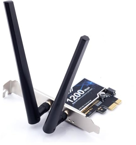 PCE-AC1200 PCI Express WiFi Card, Dual Band 2.4GHz/5GHz High Gain Antennas, Beamforming, Wireless Adapter with Low Profile Bracket, Compatible with Windows 11/10/8/7 Desktop PC Gaming & Home Use