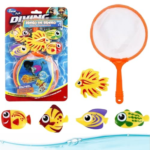 Angelspielzeug, Kinderwasserspielzeuge, Badewannenspielzeug, Pool Spielzeug mit Fischernetz Badespielzeug für Babys Kescher mit Fischen für 1 2 3 4 Jahre alte Mädchen Jungen