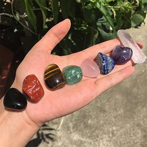 Cristal de cuarzo natural, 7 piedras, forma irregular, mezcla de piedras caídas, amatista con cristal de roca transparente, punto de cuarzo, piedra de mediación, decoración for el hogar y la oficina I