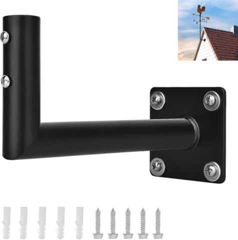 Kensbro Satellite Dish Bracket, Steel Antenna Mount with Screw Kit, L Shaped Wall Bracket Mount for Satellite, Weather vane bracket, Flagpole Bracket, Roof Sprinklers, etc