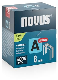 NOVUS TOOLS Feindrahtklammern Typ 53, 8 mm, 5000 Stück, Tackerklammern | Verzinkte Heftklammern zur Befestigung von Stoffen, Leder, Teppich, Maschendraht oder dünnen Metalletiketten