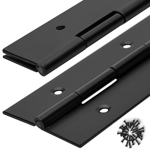 2Pack Heavy Duty Piano Hinge 24 Inch Stainless Steel Continuous Hinge with Hole for Cabinets Boat Marine Door Box French Window Woodworking, 0.047 Leaf Thickness, 3'' Open Width, Black