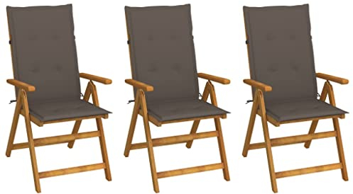 qohoio Klappbare Gartenstühle 3 STK. mit Auflagen TerrassenstüHle CampingstüHle Set Klappbar StüHle FüR DraußEn BalkonstüHle Massivholz Akazie - 3064097