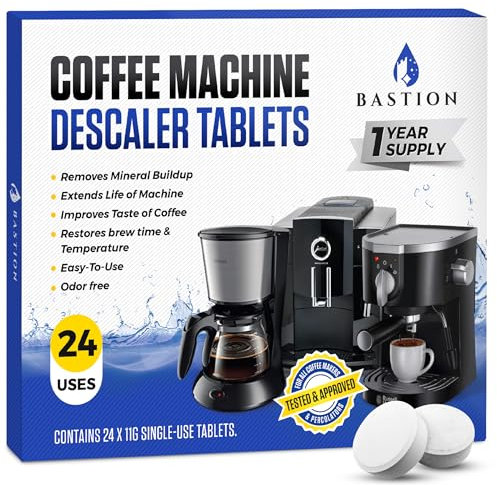 Bastion Coffee Machine Cleaner & Descaler Tablets - 24 Count | Deep Clean & Descale for Keurig, Nespresso, Ninja, Braun, Cuisinart & More | Extend Machine Life & Enhance Coffee Flavor