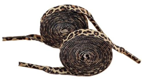 Lot de 2 paires de lacets plats à imprimé léopard résistants aux déchirures pour chaussures de sport, chaussures de sport, chaussures de course, chaussures de loisirs, marron, 80 cm