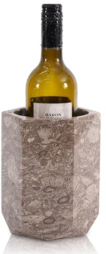 Oceanic - Cubo enfriador de vino de mármol de 6.5 pulgadas, hecho a mano, 750 ml, enfriador de botellas de vino y enfriador de champán para fiestas, cocina, carrito de bar, decoración para enfriar y