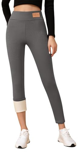 KONG JIMFAN Discounter Thermo Fleece Leggings Damen Gefütterte Strumpfhose Kompressionsleggins Dicke Hose Skihose Damen Winter Wärme Bauchweg Unterhose Gefütterte Strumpfhose Damen(#B Dark Gray,XXL)