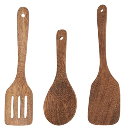 CVFRTT 3 Pieces Wooden Spatulas, 12 Inch, Heat Resistant, Dishwasher Safe