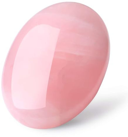 Rosenquarz, 6,1 cm, großer Handschmeichler, Heilkristalle, natürliche Edelsteine, beruhigende Wirkung, Energieausgleich, Reiki, polierter Handschmeichler, Reinigungsschutz, Angst, Stressabbau,