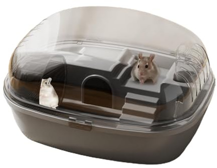 Gabbia per criceti nani - Habitat interattivo trasparente, divertente gabbia per piccoli animali | Gabbia per gerbilli con ruota per esercizi, resistente casa per criceti per topi e gerbilli, design c