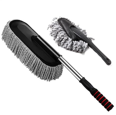 Brosse de lavage de voiture à long manche, brosse de nettoyage télescopique en microfibre, kit de lavage de nettoyage extérieur de voiture, brosse de nettoyage d'intérieur de voiture, brosse de