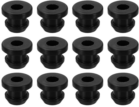 sourcing map 12Pcs Rubber Grommets Fit 0.24 (6mm) Hole Dia.0.33 (8.5mm) H 0.16(4mm) ID Hole Top Hat Grommet Silicone Rubber Hole Plug Gasket for Electrical Box Cable Pipe, Black