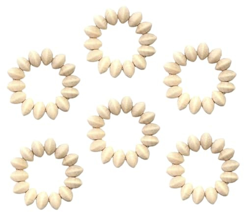 FUNNETOYU 6stücke Holzperlen Serviettenringe Für Servietten Rustikale Serviettenschnallen Dekorative Serviettenhalter Aus Holzperlen Für Stoffservietten
