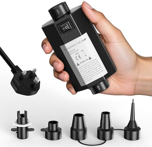 DouXryle Electric Air Pump for Inflatables, AC 220V 2.5PSI Quick-Fill High Power 400W Inflator Deflator Pump for Airbed Mattress, Paddling Pool, Float, Raft, Boat With 5 Nozzles
