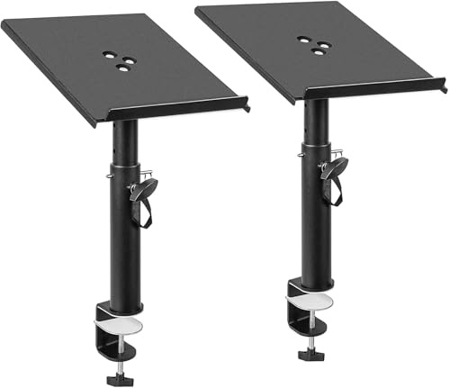 OUUTMEE 2 Stück Desktop Lautsprecherständer, Höhen- und Neigungsverstellbare Boxenständer (0–12 ° Winkel) für Regallautsprecher, Laptops und Projektoren