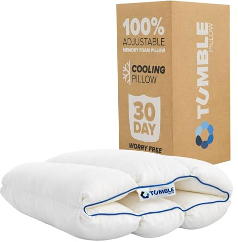 TUMBLE 6-Chamber Adjustable Bed Pillow | Back, Side & Stomach Sleepers | Cooling Cover | Memory Foam & Gel Fiber Fill | Customize Your Comfort | CertiPUR/Oeko-Tex | Standard Queen 1 Pack