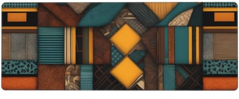 HYTTER Tapis de souris extra large style africain avec impression patchwork pour ordinateur, bureau, clavier de jeu, version épaisse, 30,5 x 80 cm