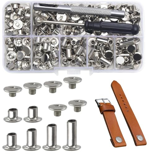 Renchey Tornillos Remache Para Cuero,Tornillos de Fijación Chicago - Accesorios De Hechos A Mano Para Decorar Reparar Cinturones Bolsos Zapatos Y Carteras