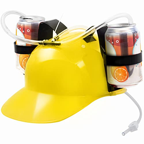 Drinking Helmet - Beer and Soft Drink Cap with Straw, Secures Canned Beverages Party Fun Game, Suitable for Alcoholic Drinks