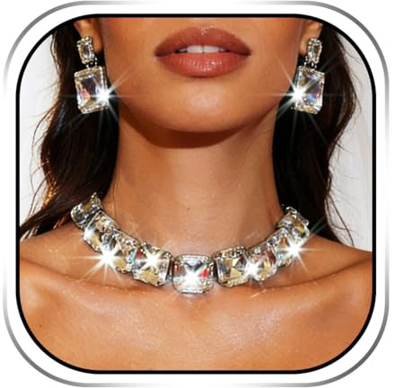 Handcess Kristall Schmuck Sets Silber Imitation Diamant Choker Halskette funkelnde Strass Ohrringe wunderschöne Hochzeitsschmuck Sets Aussage Schmuck für Frauen