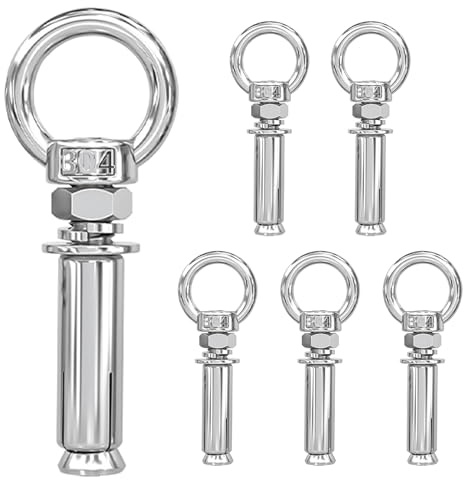 MejaRizon 6 Stück M6x80mm Dehnschraube Mit Ring, Edelstahl 304 Expansionsschraube, Ösenschrauben M6, Ringschraube M6, Erweiterung Bolzen Geeignet für Bauwerke aus Beton und Mauerwerk